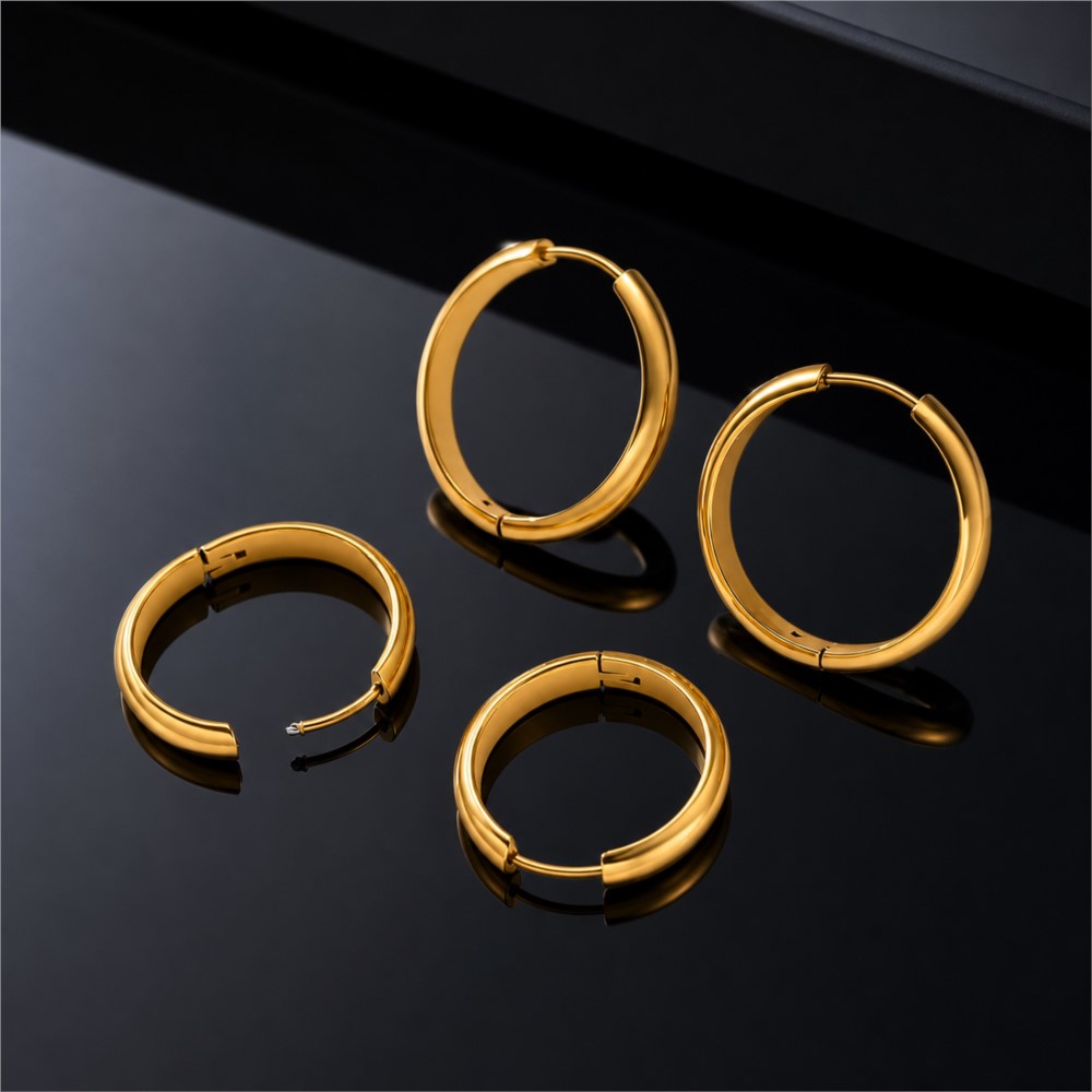 Jewelry Making Hoops - 4Pcs Stainless Steel Round Hoop Earring