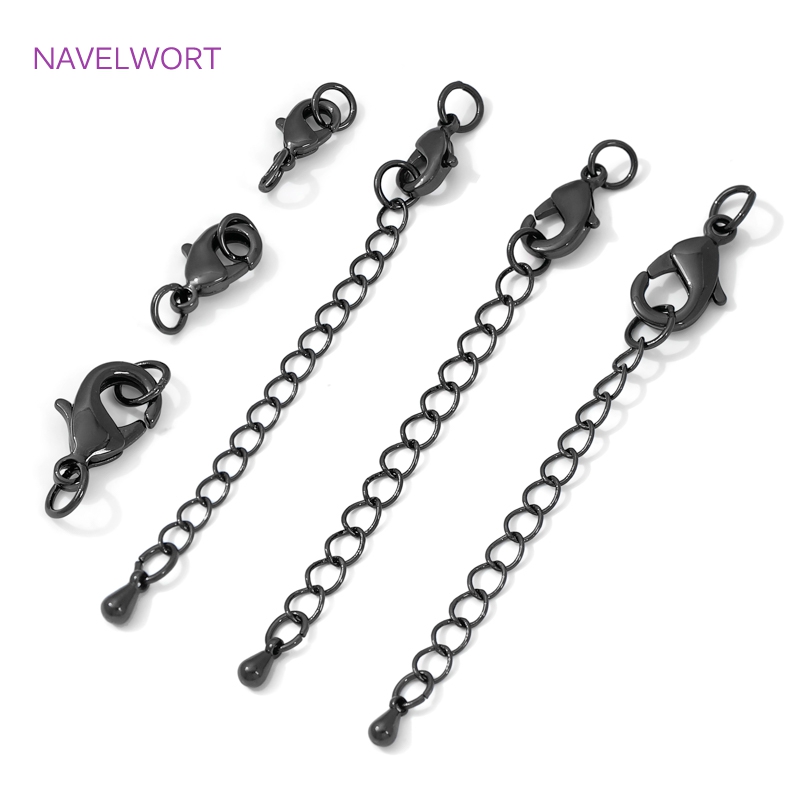 Jewelry Making Supplies - Black Color Brass Lobster Clasp&Extender Chain,Clasp