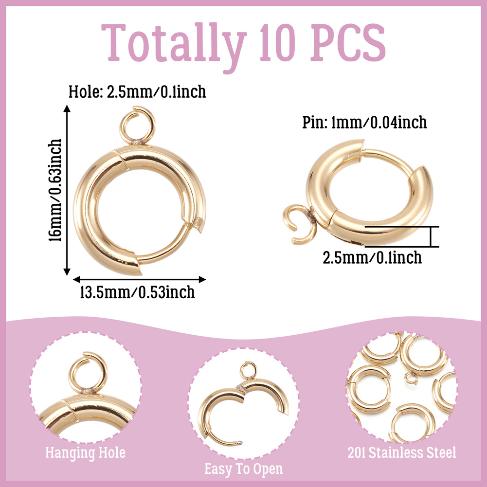 10pcs 201 Stainless Steel Hugg - огляд і ціна Jewelry Making Hoops