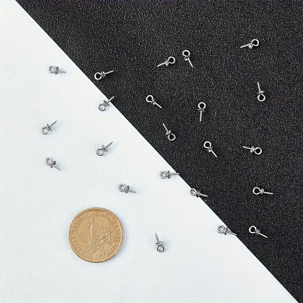 100pcs 10x4mm Stainless Steel  - огляд і ціна Jewelry Making Eye Pins