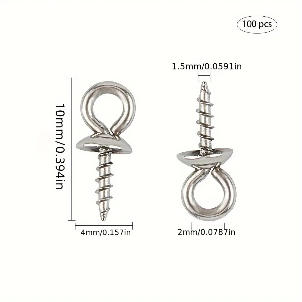 100pcs 10x4mm Stainless Steel  - огляд і ціна Jewelry Making Eye Pins