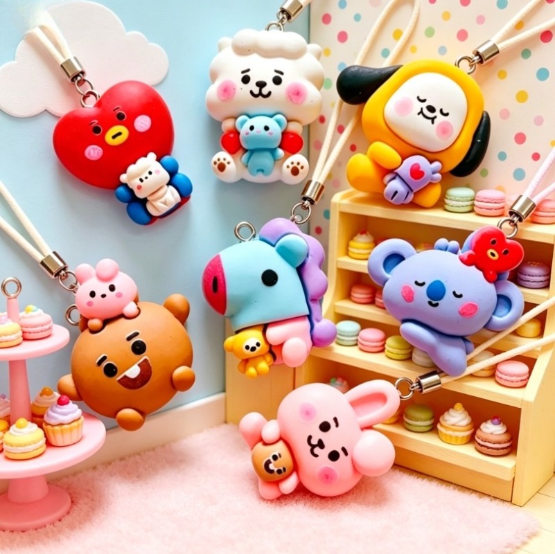 7pcs BT21 Resin Cartoon Charm  - огляд і ціна Jewelry Making Supplies