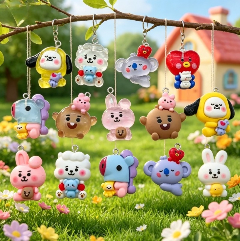 7pcs BT21 Resin Cartoon Charm  - огляд і ціна Jewelry Making Supplies
