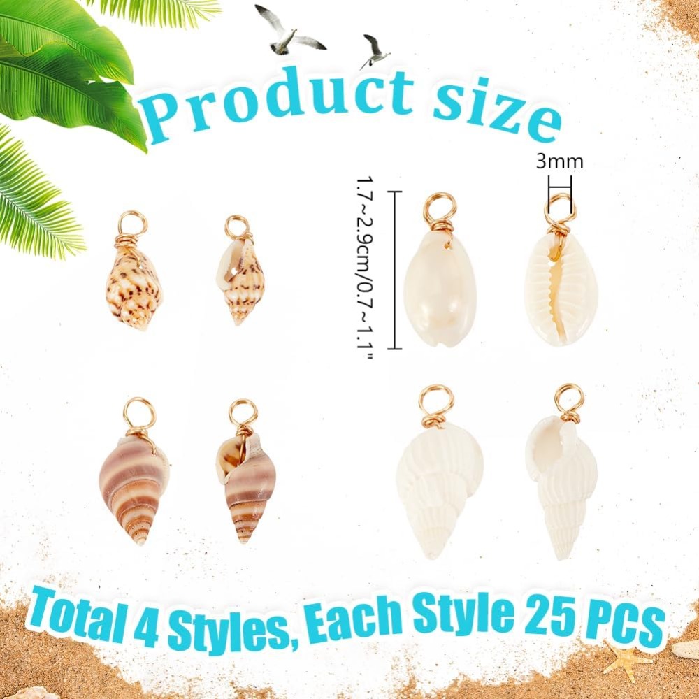 100pcs 4 Styles Natural Shell  - огляд і ціна Jewelry Making Beginners