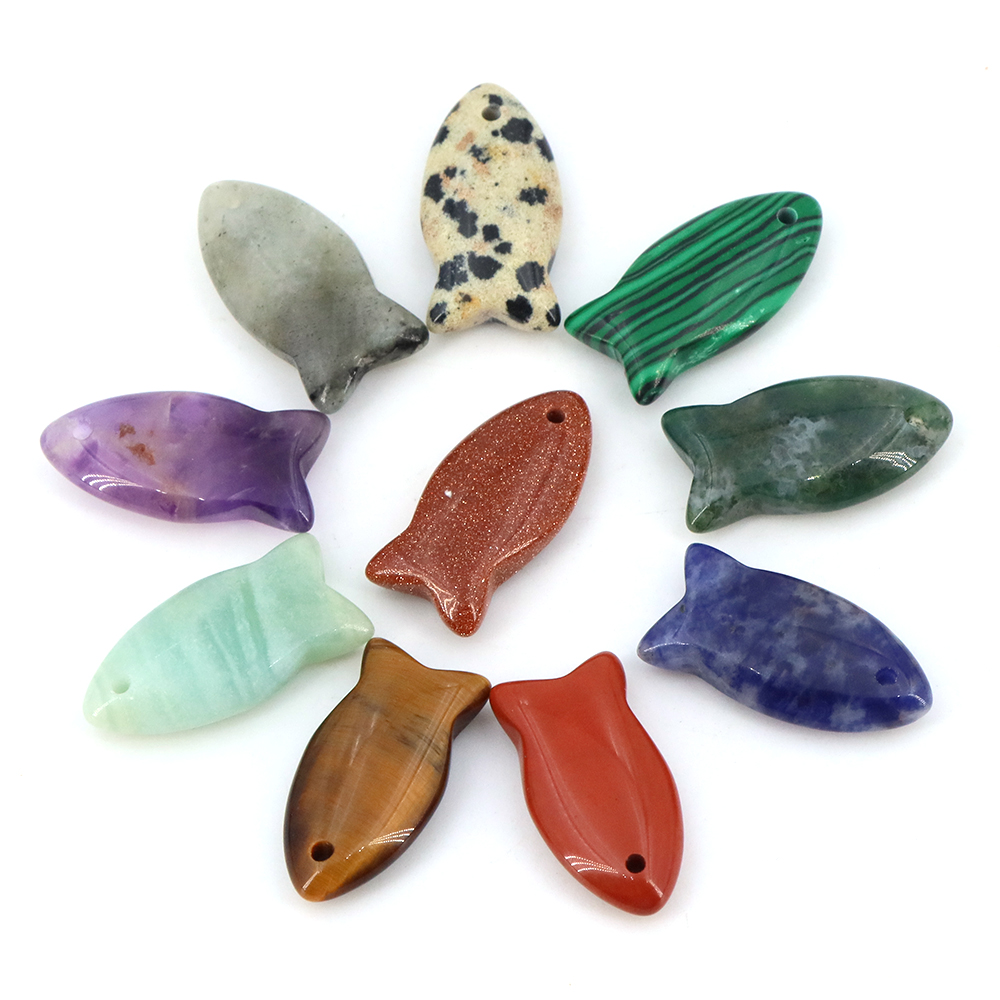 Cute Fish Beads Natural Stone  - огляд і ціна Jewelry Making Gemstones